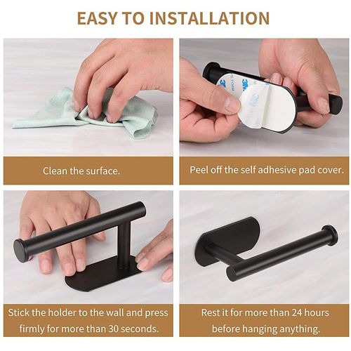4pcs Bathroom/Kitchen Towel Holder,Roll Paper Holder,Towel Ring,Hook-Black