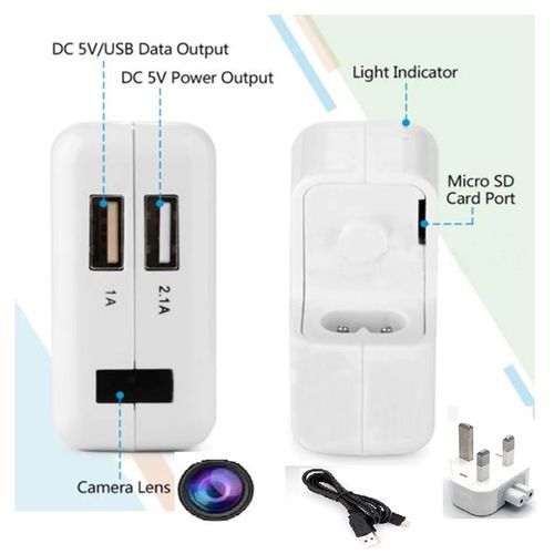 Spy Hidden Camera In USB Charger, -white