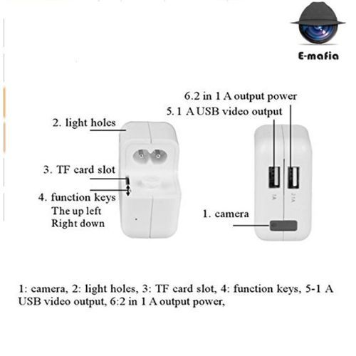 Spy Hidden Camera In USB Charger, -white