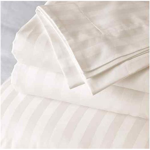 5*6 Strips Double Cotton  Bed sheets- Cream