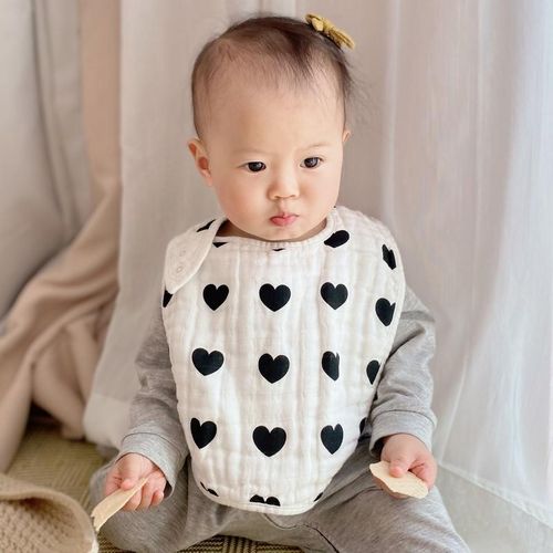 Export muslin Pure Cotton Six-Layer Gauze Newborn Saliva Towel Baby Bib Combed Adjustable Soft Absorbent Extra Large 0-3 Years Old