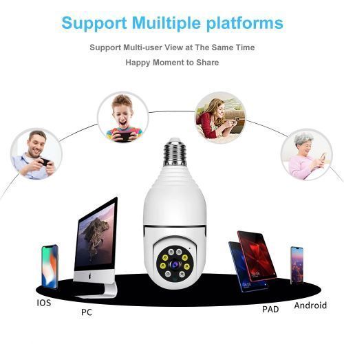 1080P Wireless 360 Rotate Auto Tracking Panoramic Bulb Camera Light  Wifi PTZ I  P Cam