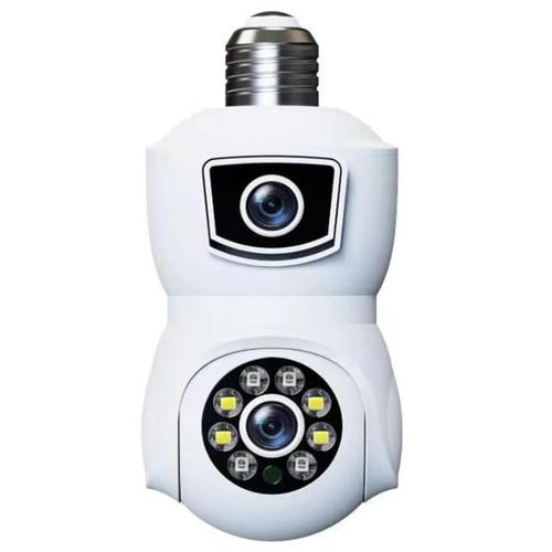 Binocular Bulb Camera WiFi Outdoor Night Vision Bulb Camera Dual Lens Wifi 360&deg; Rotation Lamp Head Socket Smart Night Vision 2mp+2mp Wireless Camera With Cloud Storage