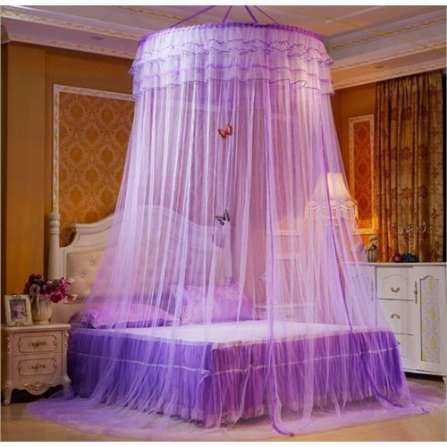 Round Mosquito Net Double Bed - Purple