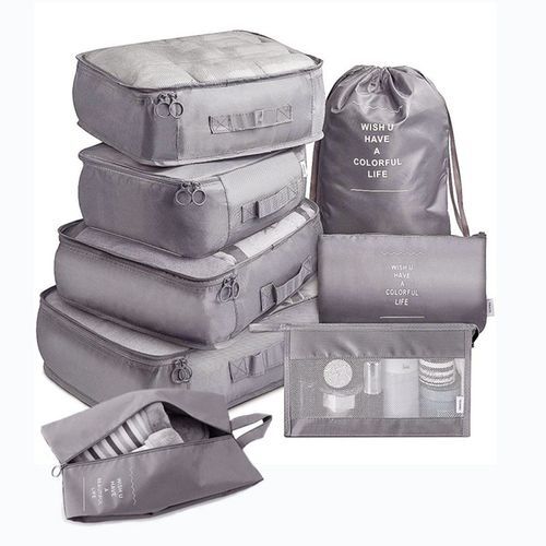 8pcs Set Travel Storage Organizer Suitcase-Grey