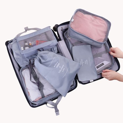 8pcs Set Travel Storage Organizer Suitcase-Grey