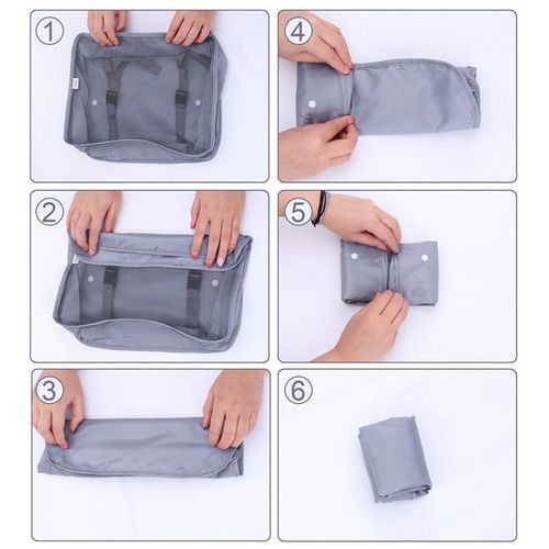 8pcs Set Travel Storage Organizer Suitcase-Grey