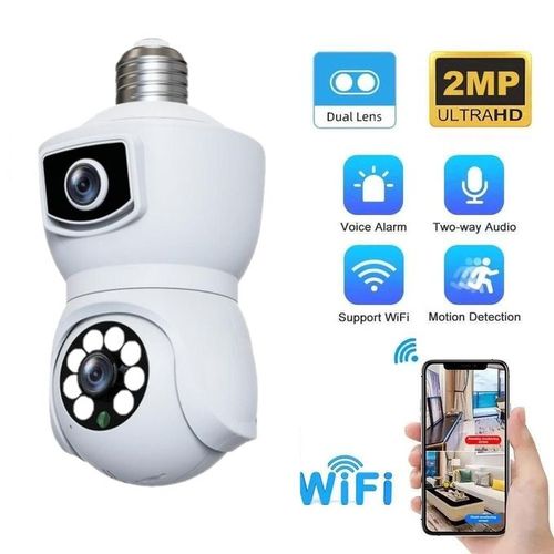 2MP+2MP 360&deg; Rotatable Night Vision WiFi Binocular Bulb Camera