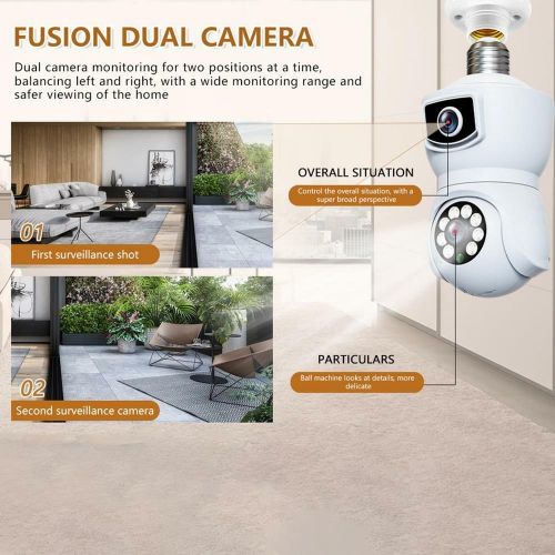2MP+2MP 360° Rotatable Night Vision WiFi Binocular Bulb Camera