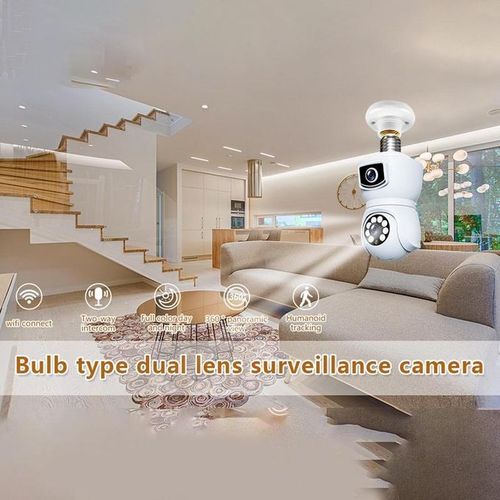 2MP+2MP 360° Rotatable Night Vision WiFi Binocular Bulb Camera