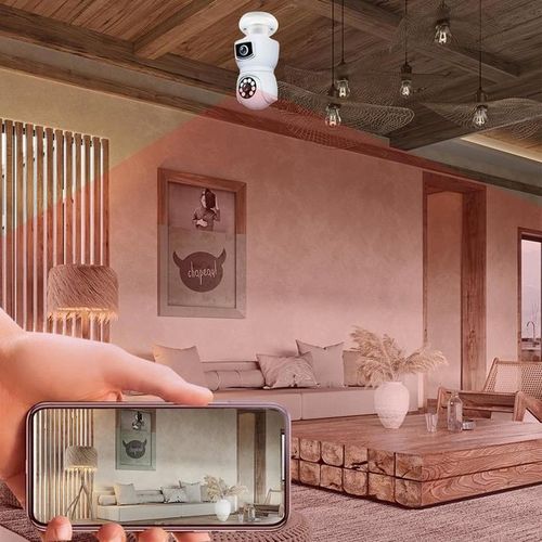 2MP+2MP 360° Rotatable Night Vision WiFi Binocular Bulb Camera