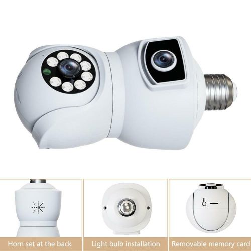 2MP+2MP 360° Rotatable Night Vision WiFi Binocular Bulb Camera