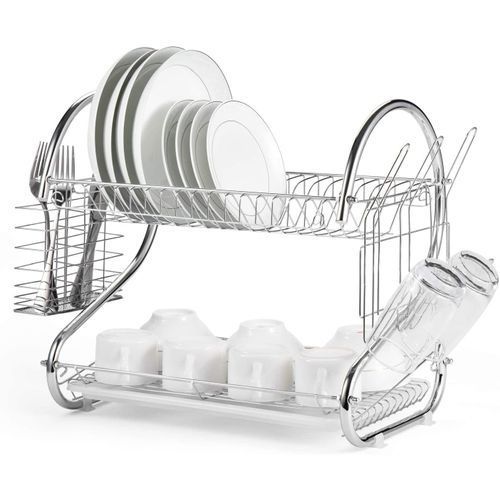 2 Tier Dish Drainer - Silver