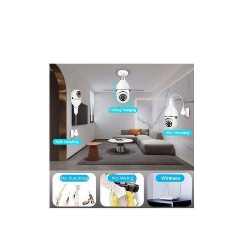 Panorama Wireless Video Surveillance Light Bulb Camera Wifi 360° hidden Camera  - White