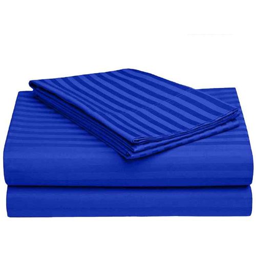 5*6 Strips Double Cotton  Bed sheets- Royal Blue