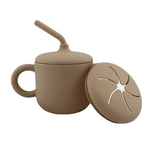 2in1 Silicone Baby Cups With Straw  Snack Cup Lid