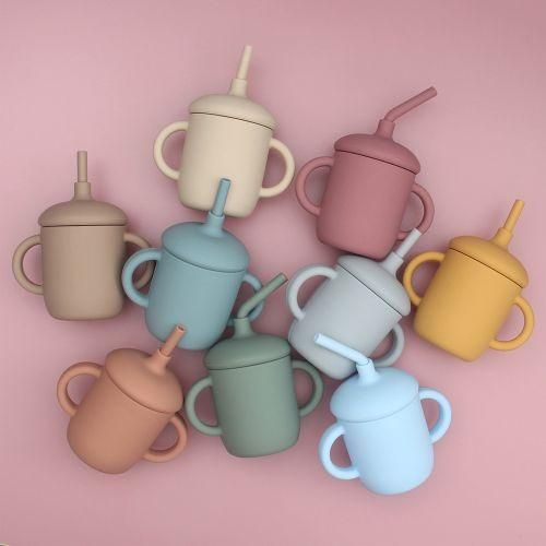 2in1 Silicone Baby Cups With Straw  Snack Cup Lid