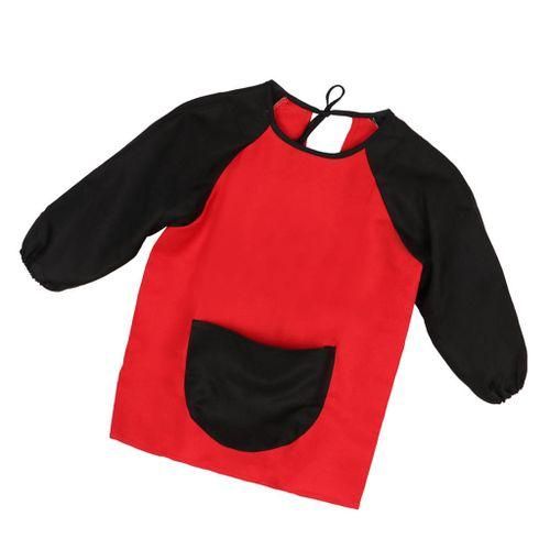 Childrens Waterproof Long Sleeve Apron Smock Art Cooking Red  M