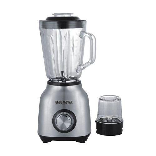Global Star 1.5 Litres 2 In 1  Ice Crushing Powerful Stainless Steel And Glass Jar  Blender GS-Y88 - Silver