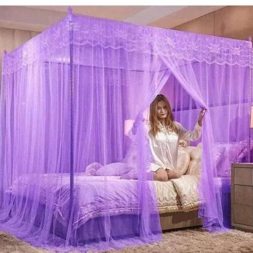 4 Stand Steel Frame Mosquito Net -  Purple