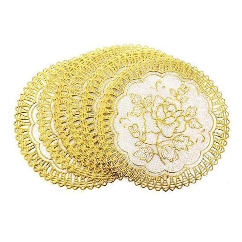 915 Generation 6 Exquisite Gold-tone Flower Dinning Table COASTERS SET