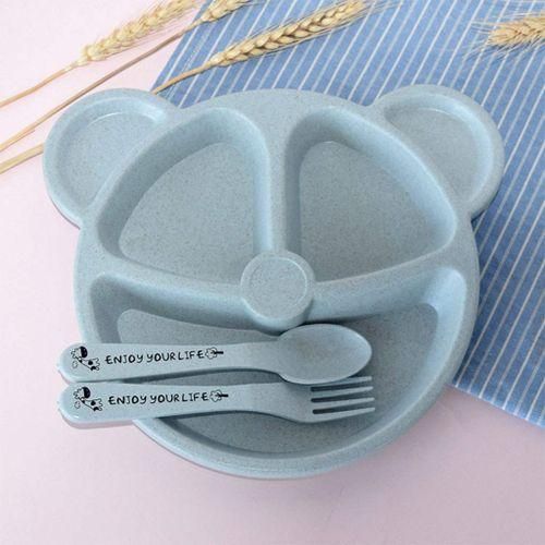 Divided Plates Set 3Compartment Kids Dinnerware For Lunch Blue