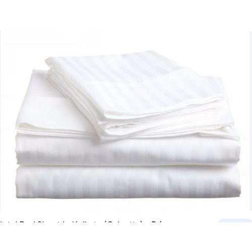 5*6 Strips Double White Cotton-Satin  Bed sheets.