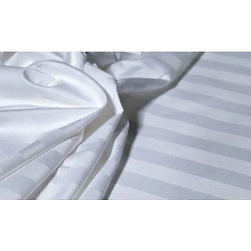 5*6 Strips Double White Cotton-Satin  Bed sheets.