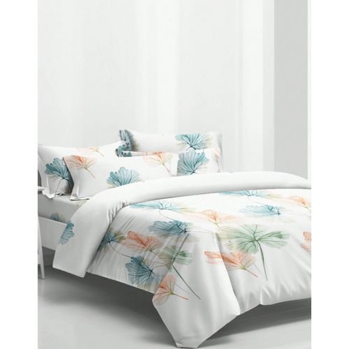 Grace Foam 5*6 Premium Duvet Set, 1 Duvet 1 Bedsheet & 2 Pillow  Cases - White Floral