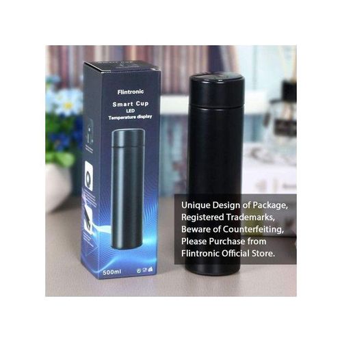 Insulated Water Bottle With Temperature Indicator - Black