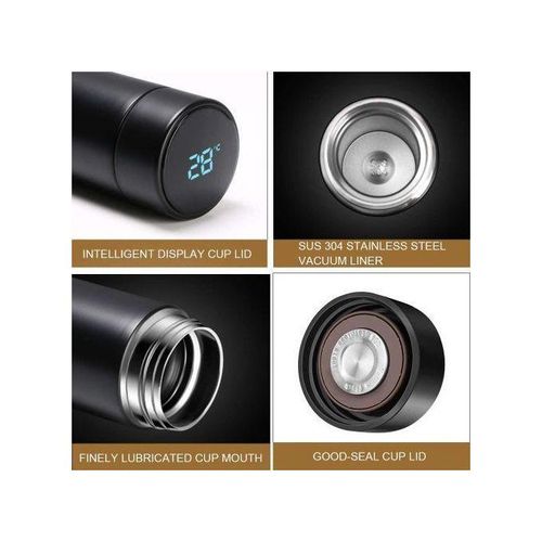 Insulated Water Bottle With Temperature Indicator - Black