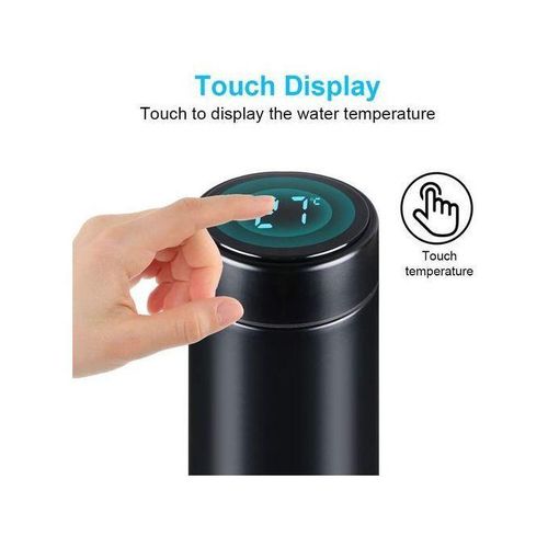 Insulated Water Bottle With Temperature Indicator - Black