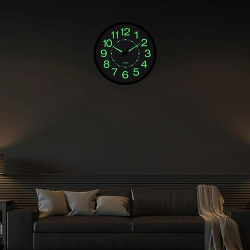 Luminous Wall Clock 12 Inch with Nightsight Silent Mechanism