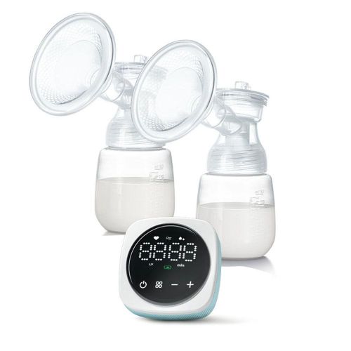 Double Breast Pump Portable Electric Breast Pump Hands Free for Breastfeeding with LED Screen 3 Modes 9 Suction Level Low Noise 180ml Milk Bottle Capacity