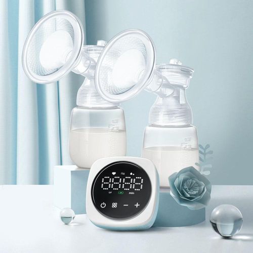 Double Breast Pump Portable Electric Breast Pump Hands Free for Breastfeeding with LED Screen 3 Modes 9 Suction Level Low Noise 180ml Milk Bottle Capacity