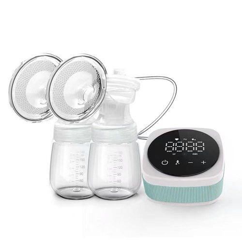 Double Breast Pump Portable Electric Breast Pump Hands Free for Breastfeeding with LED Screen 3 Modes 9 Suction Level Low Noise 180ml Milk Bottle Capacity