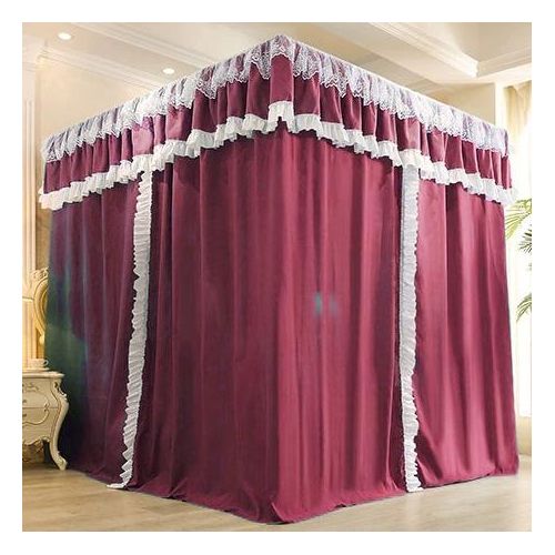 David Curtain Mosquito Net With 4 Steel Stands & Unique Lace Design &Luxurious Packaging Double-layer Bed Net S4 Maroon Red
