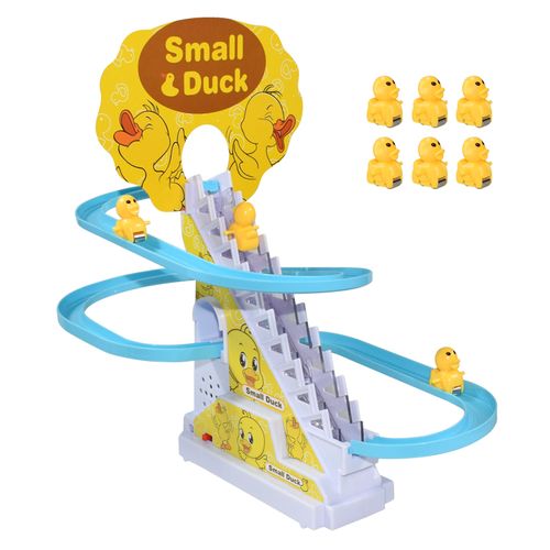 DIY Rail Racing Track Electric Small Duck Climbing Stairs