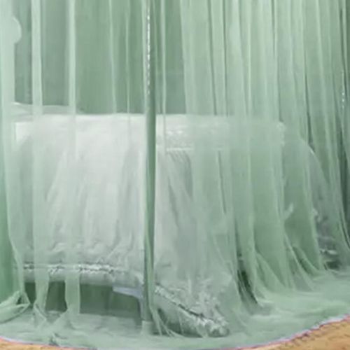 David Palace Lace Design  Mosquito Net With 4 Stand Baking Paint  & 3 Doors High-density Mesh Bed Net  S3 Green