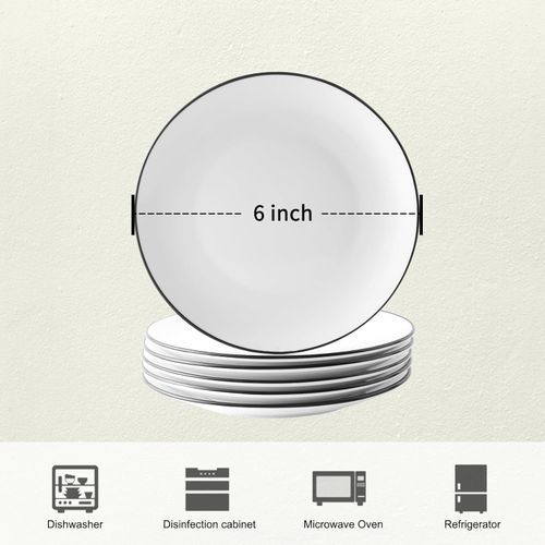Sundabest 6 White Elegant Ceramic Cups - 6 Pcs