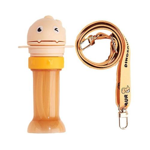 Baby Water Bottle Cap With Straw Juice Yellow With Strap