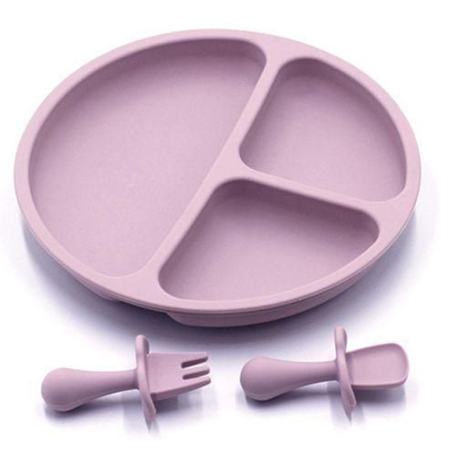 Silicone Baby Plate and Portable Fork Spoon Kids Food Bowl