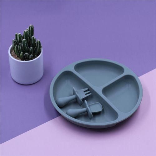 Silicone Baby Plate and Portable Fork Spoon Kids Food Bowl