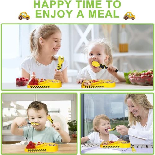 Children Tableware 4-Piece Set Cartoon Car Children's Complementary Food Without BPA