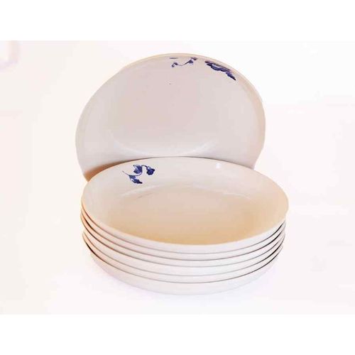 Sawa Large White Dinner Plates 10.5inch 6 Pieces - White & Pattern May Vary