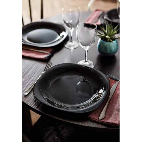 Sundabest Set Of 6 Dinner Glass Plates - Black