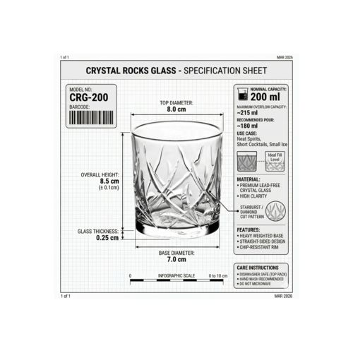Sundabest 6 Pcs- Round Whiskey Glasses 220ml