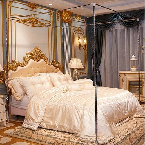 David Ultimate Protection & Cozy Mosquito Net With 4 Stainless Steel Stands & 3 Doors Design Bed Net S1  WHITE