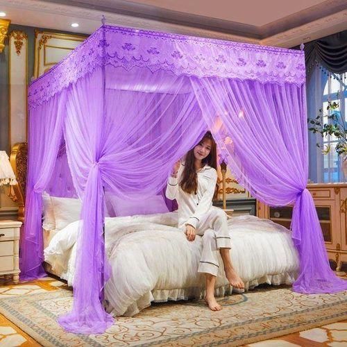 David Ultimate Protection & Cozy Mosquito Net With 4 Stainless Steel Stands & 3 Doors Design Bed Net S1  PURPLE