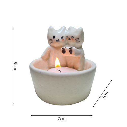 Cartoon Kitten Resin Candle Holder Cute For Girl Women